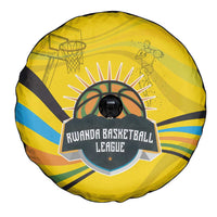 Rwanda Spare Tire Cover with Basketball League Court Hoop Yellow Wave Spirit