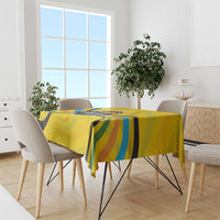Rwanda Tablecloth with Basketball League Court Hoop Yellow Wave Spirit