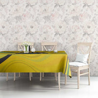 Rwanda Tablecloth with Basketball League Court Hoop Yellow Wave Spirit