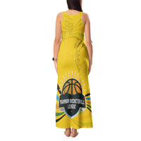 Rwanda Tank Maxi Dress with Basketball League Court Hoop Yellow Wave Spirit