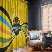 Rwanda Window Curtain with Basketball League Court Hoop Yellow Wave Spirit