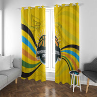 Rwanda Window Curtain with Basketball League Court Hoop Yellow Wave Spirit