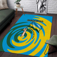 Rwanda Area Rug with Imigongo Spiraling Flag Hand Wave Time Spirit