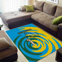Rwanda Area Rug with Imigongo Spiraling Flag Hand Wave Time Spirit