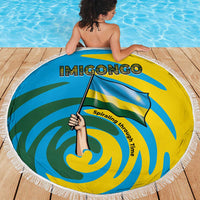 Rwanda Beach Blanket with Imigongo Spiraling Flag Hand Wave Time Spirit