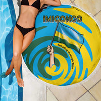 Rwanda Beach Blanket with Imigongo Spiraling Flag Hand Wave Time Spirit