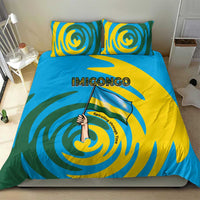 Rwanda Bedding Set with Imigongo Spiraling Flag Hand Wave Time Spirit
