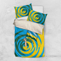 Rwanda Bedding Set with Imigongo Spiraling Flag Hand Wave Time Spirit