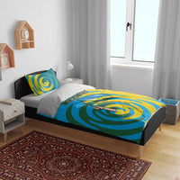 Rwanda Bedding Set with Imigongo Spiraling Flag Hand Wave Time Spirit