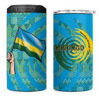 Rwanda 4 in 1 Can Cooler Tumbler with Imigongo Spiraling Flag Hand Wave Time Spirit