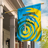 Rwanda Garden Flag with Imigongo Spiraling Flag Hand Wave Time Spirit