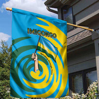 Rwanda Garden Flag with Imigongo Spiraling Flag Hand Wave Time Spirit
