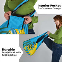 Rwanda Grocery Bag with Imigongo Spiraling Flag Hand Wave Time Spirit