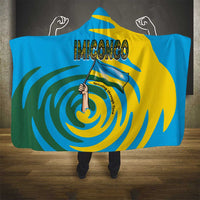 Rwanda Hooded Blanket with Imigongo Spiraling Flag Hand Wave Time Spirit