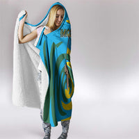 Rwanda Hooded Blanket with Imigongo Spiraling Flag Hand Wave Time Spirit