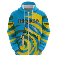 Rwanda Hoodie with Imigongo Spiraling Flag Hand Wave Time Spirit