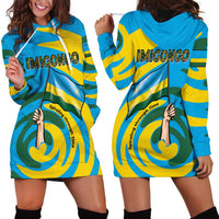 Rwanda Hoodie Dress with Imigongo Spiraling Flag Hand Wave Time Spirit