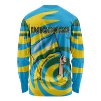 Rwanda Long Sleeve Shirt with Imigongo Spiraling Flag Hand Wave Time Spirit