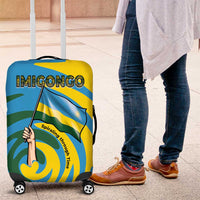 Rwanda Luggage Cover with Imigongo Spiraling Flag Hand Wave Time Spirit