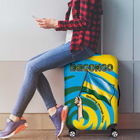 Rwanda Luggage Cover with Imigongo Spiraling Flag Hand Wave Time Spirit