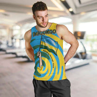 Rwanda Men Tank Top with Imigongo Spiraling Flag Hand Wave Time Spirit