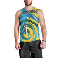 Rwanda Men Tank Top with Imigongo Spiraling Flag Hand Wave Time Spirit