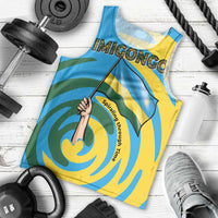 Rwanda Men Tank Top with Imigongo Spiraling Flag Hand Wave Time Spirit