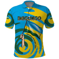 Rwanda Polo Shirt with Imigongo Spiraling Flag Hand Wave Time Spirit