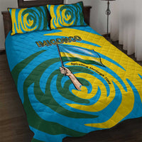 Rwanda Quilt Bed Set with Imigongo Spiraling Flag Hand Wave Time Spirit
