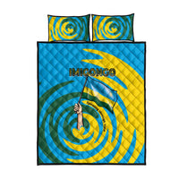 Rwanda Quilt Bed Set with Imigongo Spiraling Flag Hand Wave Time Spirit