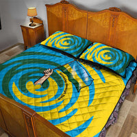Rwanda Quilt Bed Set with Imigongo Spiraling Flag Hand Wave Time Spirit