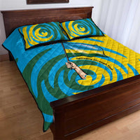 Rwanda Quilt Bed Set with Imigongo Spiraling Flag Hand Wave Time Spirit