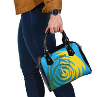 Rwanda Shoulder Handbag with Imigongo Spiraling Flag Hand Wave Time Spirit