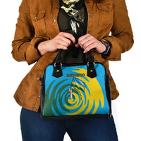 Rwanda Shoulder Handbag with Imigongo Spiraling Flag Hand Wave Time Spirit