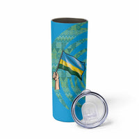 Rwanda Skinny Tumbler with Imigongo Spiraling Flag Hand Wave Time Spirit