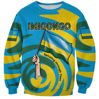 Rwanda Sweatshirt with Imigongo Spiraling Flag Hand Wave Time Spirit