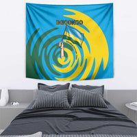 Rwanda Tapestry with Imigongo Spiraling Flag Hand Wave Time Spirit