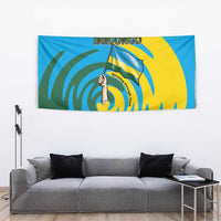 Rwanda Tapestry with Imigongo Spiraling Flag Hand Wave Time Spirit