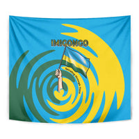Rwanda Tapestry with Imigongo Spiraling Flag Hand Wave Time Spirit