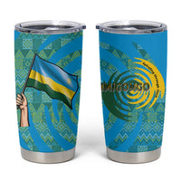 Rwanda Tumbler Cup with Imigongo Spiraling Flag Hand Wave Time Spirit