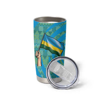 Rwanda Tumbler Cup with Imigongo Spiraling Flag Hand Wave Time Spirit