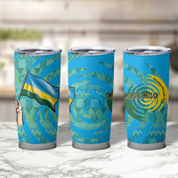 Rwanda Tumbler Cup with Imigongo Spiraling Flag Hand Wave Time Spirit
