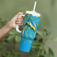 Rwanda Tumbler With Handle with Imigongo Spiraling Flag Hand Wave Time Spirit