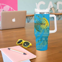 Rwanda Tumbler With Handle with Imigongo Spiraling Flag Hand Wave Time Spirit