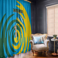 Rwanda Window Curtain with Imigongo Spiraling Flag Hand Wave Time Spirit