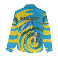 Rwanda Women Casual Shirt with Imigongo Spiraling Flag Hand Wave Time Spirit