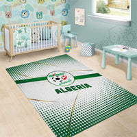 Algeria Soccer Area Rug with Desert Warriors Text and National Flag Design