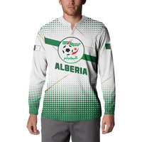 Algeria Soccer Button Sweatshirt with Desert Warriors Text and National Flag Design