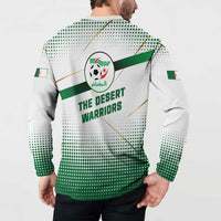 Algeria Soccer Button Sweatshirt with Desert Warriors Text and National Flag Design