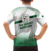 Algeria Soccer Family Matching Long Sleeve Bodycon Dress and Hawaiian Shirt with Desert Warriors Text and National Flag Design
